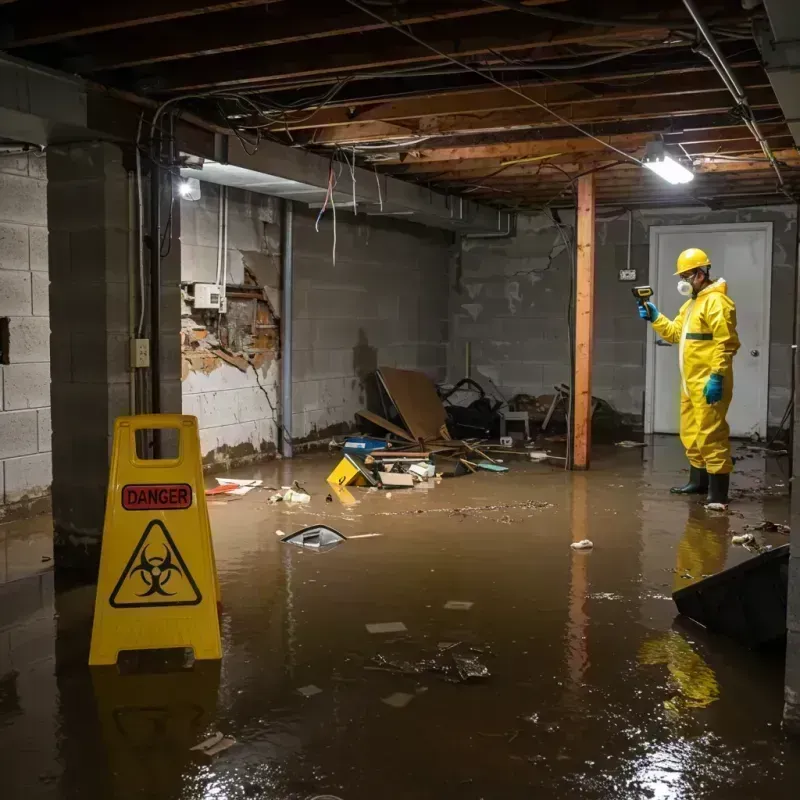 Flooded Basement Electrical Hazard in Cambria, IL Property